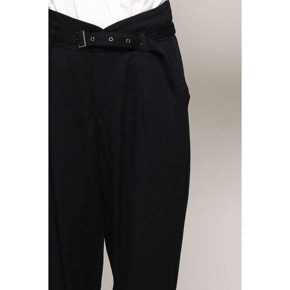 ASTRID BELTED TIE TROUSERS (BLACK) - Picture 3 of 8